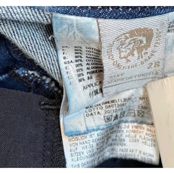 Diesel jeans Size 28 Culturebelt Regular Slim-Tapered leg low rise Stretch Blue - Picture 9 of 15